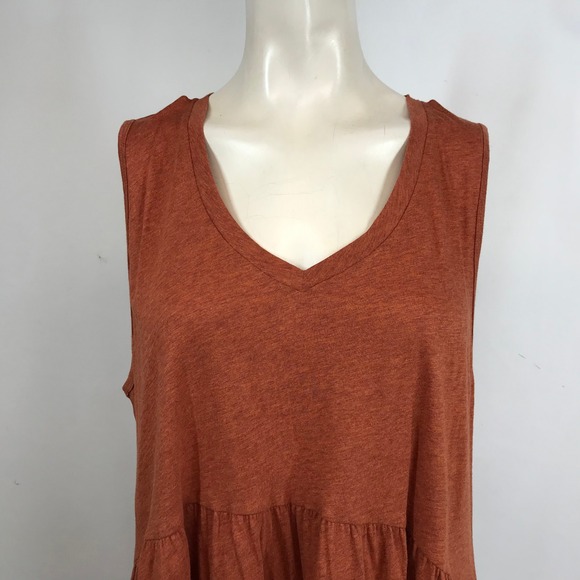 LOFT vintage soft burnt orange tiered babydoll tunic tank top XL - Picture 2 of 8